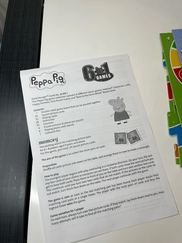 Stalo žaidimų rinkinys „Peppa Pig 6-in-1 Games“