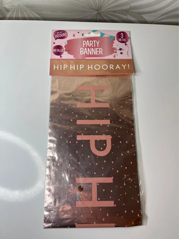 Rožinė „Hip Hip Hooray“ girlianda, 3 m