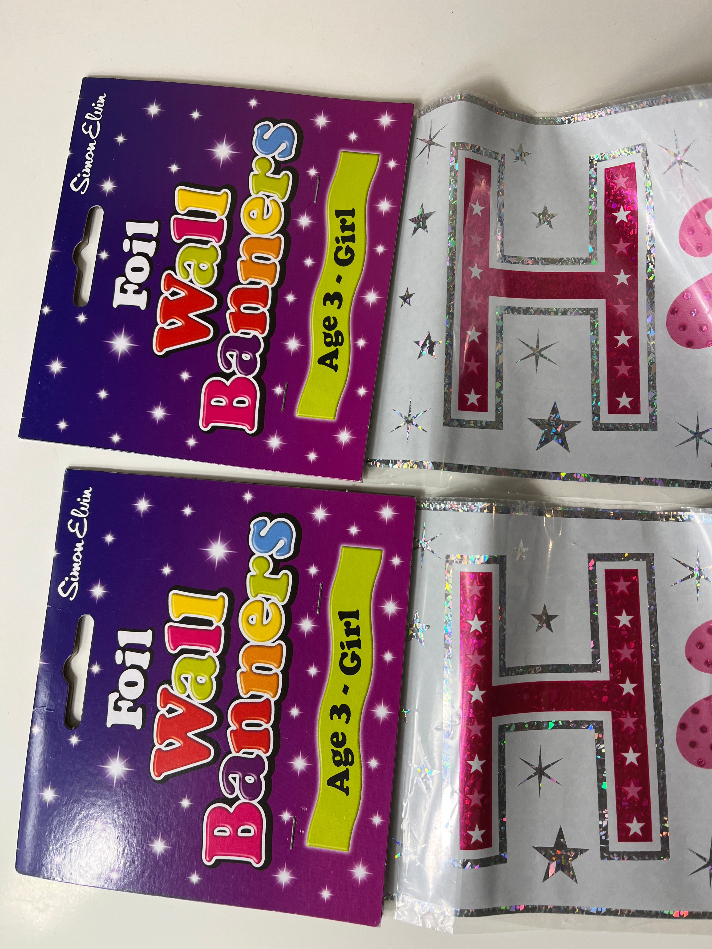 Gimtadienio dekoracija-girlianda „Happy 3rd Birthday“ (2 vnt.)