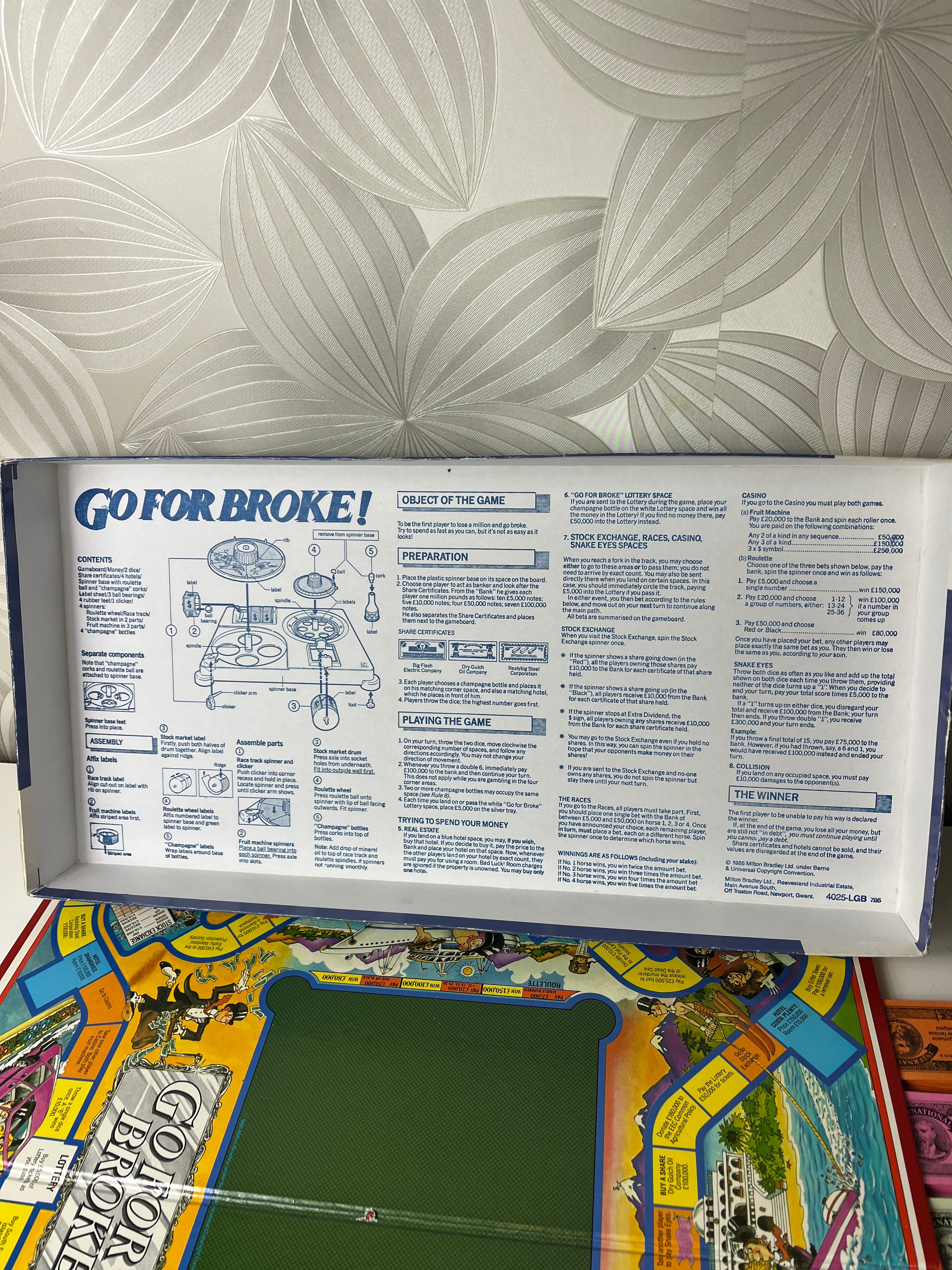 Vintažinis 1985-ųjų metų stalo žaidimas „Go for Broke!“