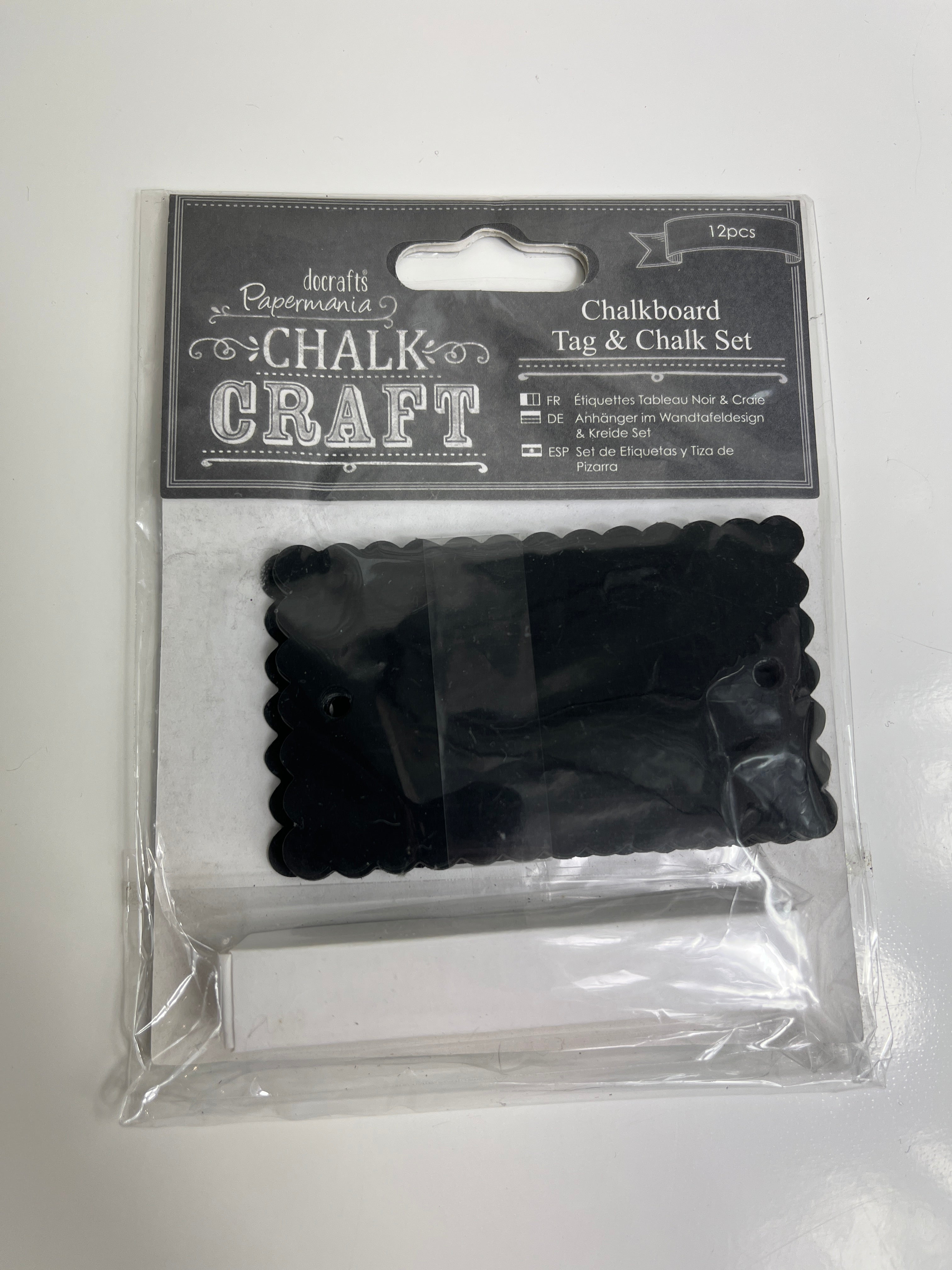 Etiketės su kreida „Chalkboard Tag &amp; Chalk Set“ (12 vnt.)