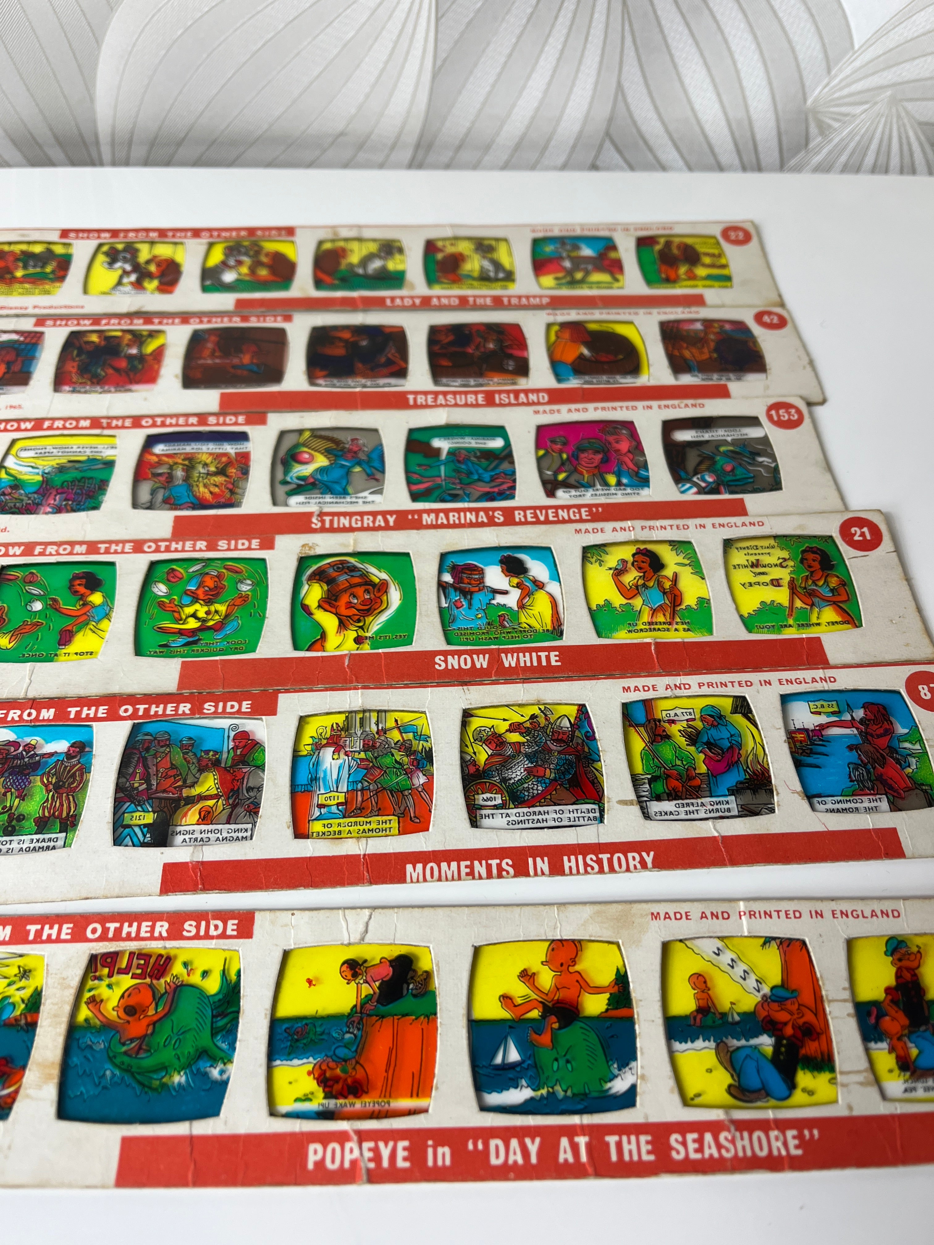 Vintažinės kino skaidrės – komiksai (12 vnt.)