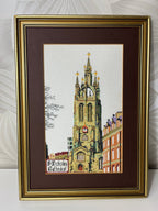 Vintažinis siuvinėtas paveikslas „Šv. Nikolajaus katedra“ - Daiktų atokvėpis